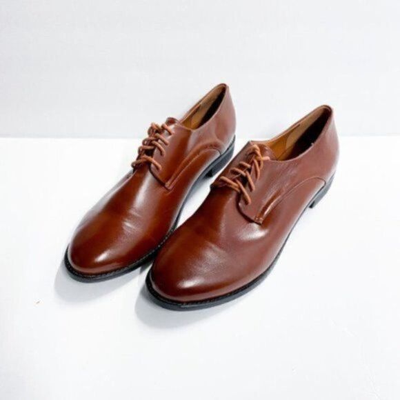 FSJ Unisex Lace-up Oxford Vintage Retro Round Toe Chunky Low Heel Pumps Dress - Picture 3 of 8